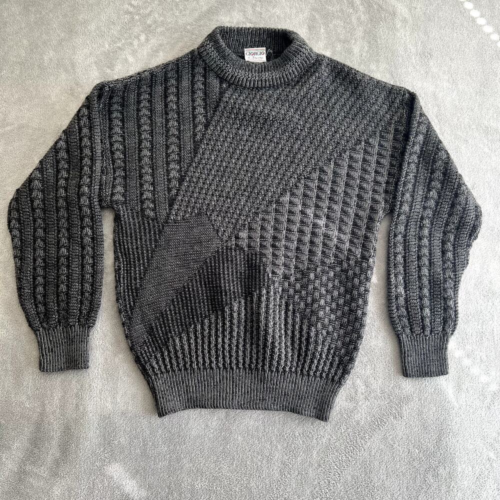 Vintage Gorgio Di Firenze M Sweater 100% Wool 90's Italy Geometric Old Money